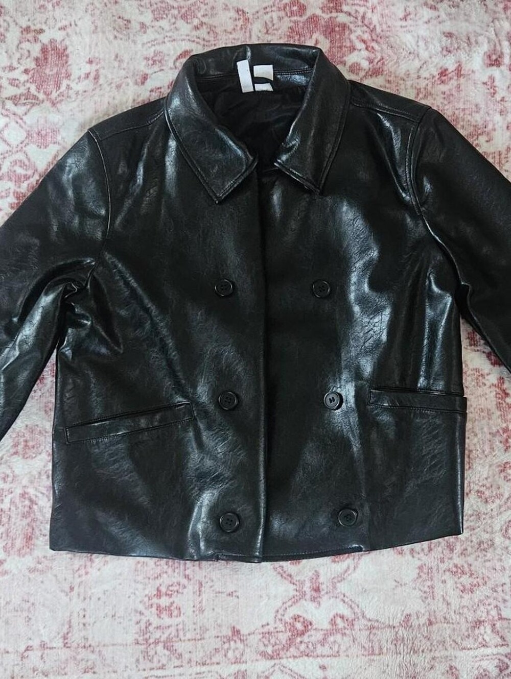 Black Double-Breasted Leather Jacket